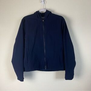 Outdoor voices Womens blue crepe full zip hooded jacket S